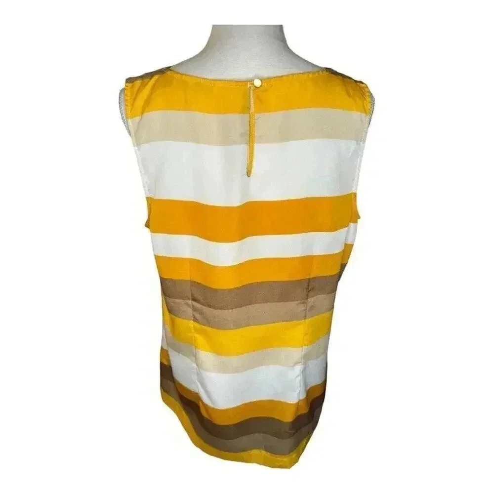New York & Company Women’s Large Pleated Striped Sleeveless Top - Picture 3 of 6